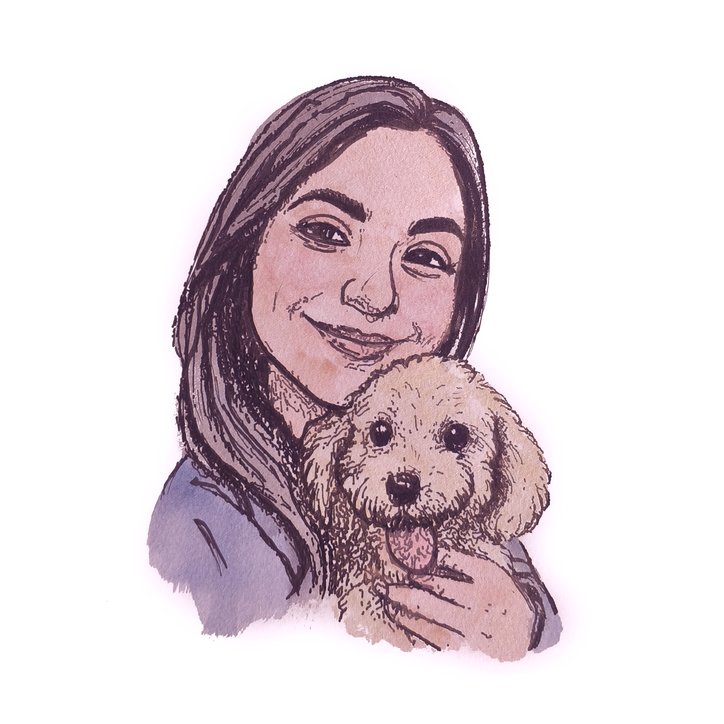 Woman with Dog Portrait